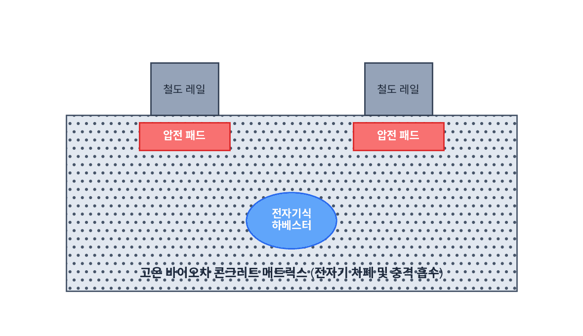 【도 2】 에너지 하베스팅 철도 침목 내부 매립 구조 단면도